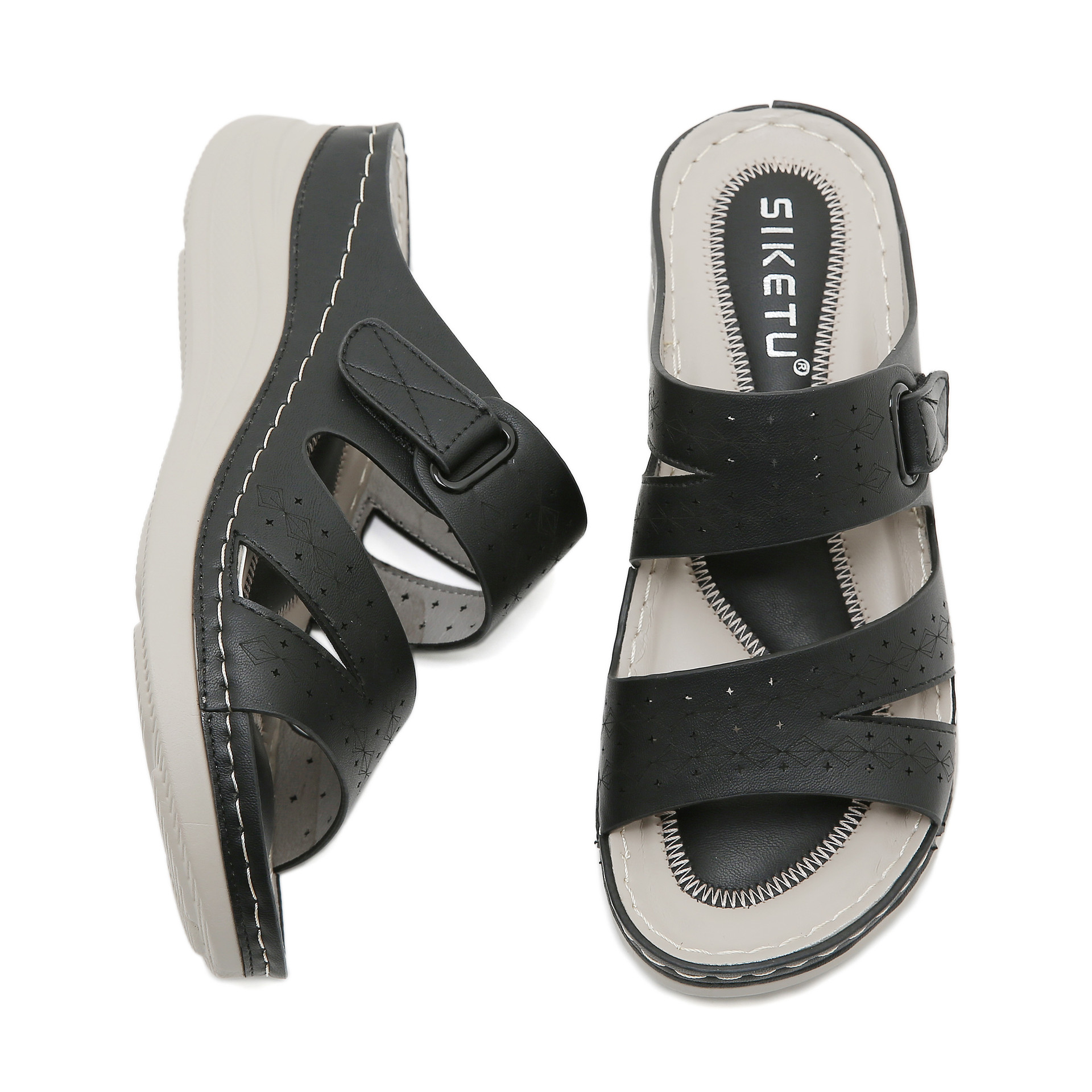 JS777 - 20 nuevo estilo de moda de cabeza redonda transfronteriza de 2025 zapatillas casuales de tamaño grande para mujeres