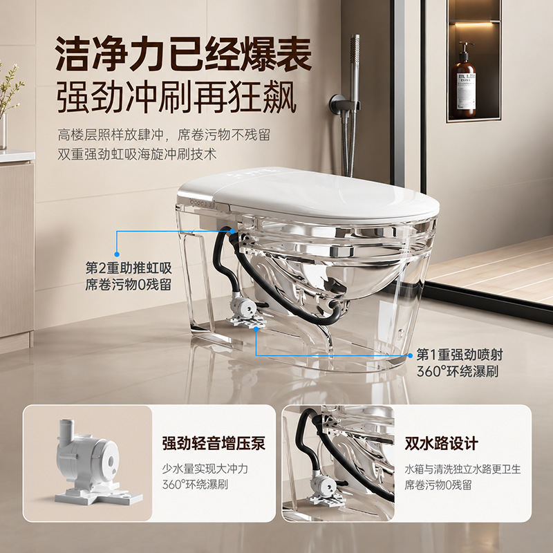 Inodoro Inteligente Capacitivo de ABS con Control Remoto y Doble Sifón para Baño