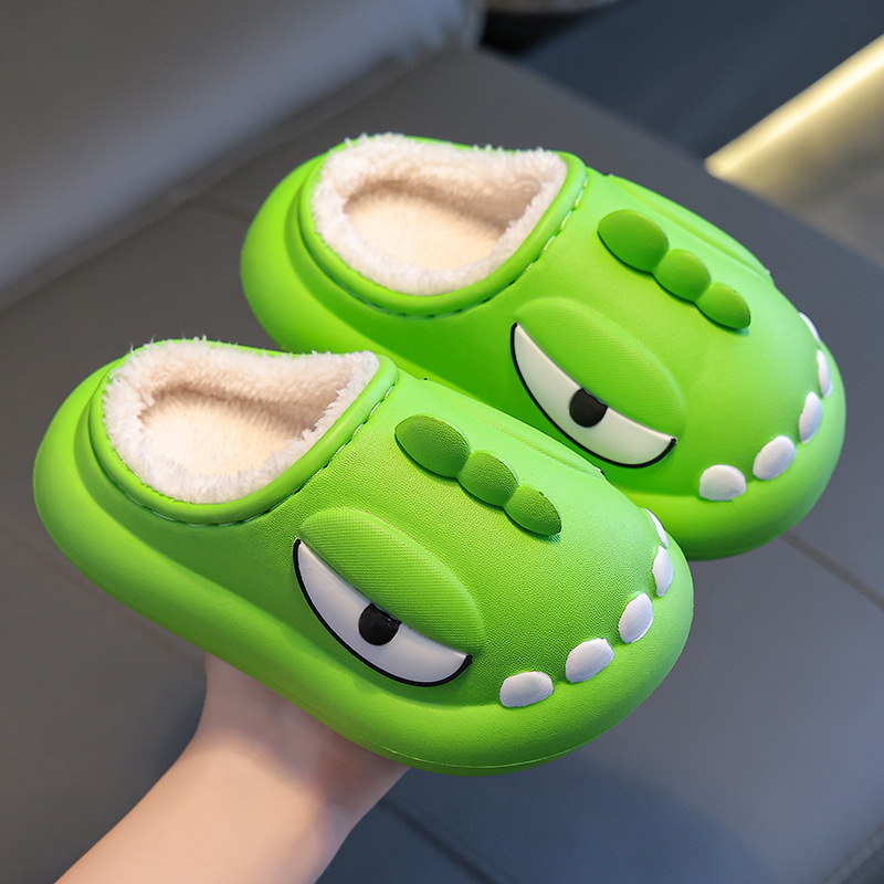 Fábrica al por mayor personalizada zapatillas de algodón para niños invierno EVA pisar excrementos niñas impermeables con zapatillas de algodón para bebés