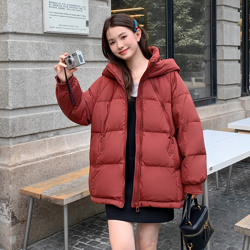Big Season 2025 New Style Plus Size 100kg Korean Version Extra Large down Jacket for Women with Hood, Mid-Length, Red 9920