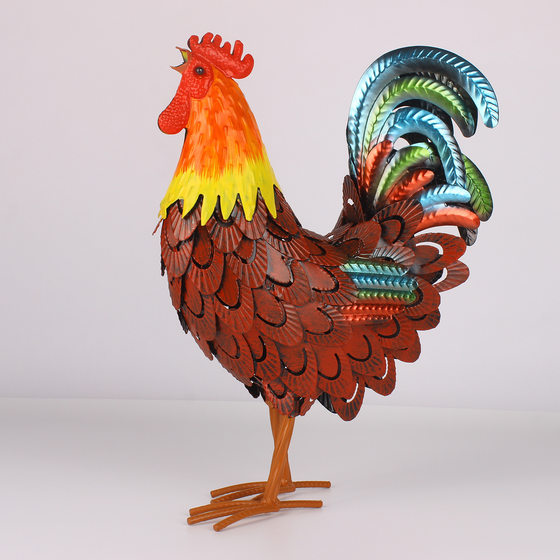 Iron Rooster Independent Station Outdoor Latest Explosions Metal Iron Color Three-dimensional Metal Rooster Decoration