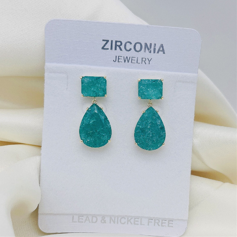 925 Sterling Silver Ear Needle Material 18K Gold Plated Plating Material 1 Pair IG Style Simple Style Water Droplets Rectangle Plating Inlay Copper Crystal 18K Gold Plated Drop Earrings