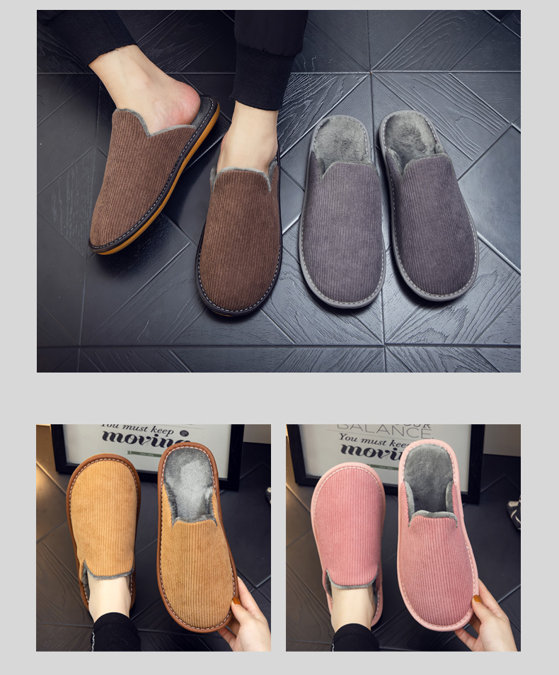 Unisex Basic Solid Color Round Toe Cotton Slippers display picture 1