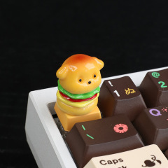 オリジナルデザインのかわいいキーキャップ、メカニカルキーボード、個性的なカスタム、単一の小型犬バーガー、越境で人気販売中