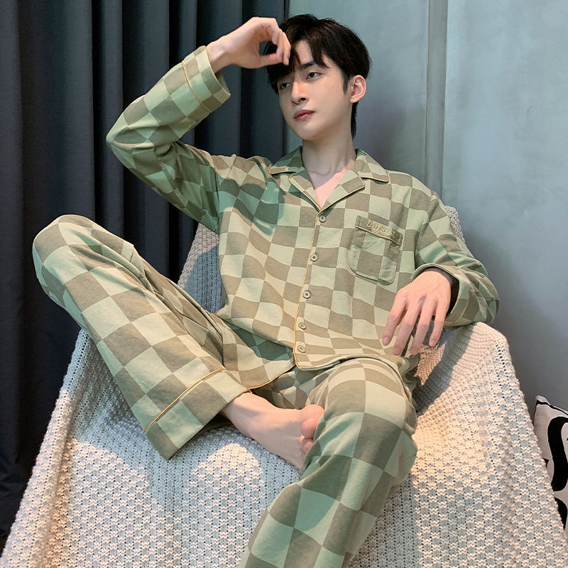 Pijamas de los hombres Primavera y Otoño Invierno 100% algodón de manga larga pantalones delgados más tamaño desgaste de alto nivel de los hombres de verano ropa de casa