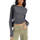 European and American Clothing Casual Long-Sleeved T-Shirt Spring & Fall Pure Color Slim Pullover T-Shirt Women's Street Wear Bottoming Shirt Top