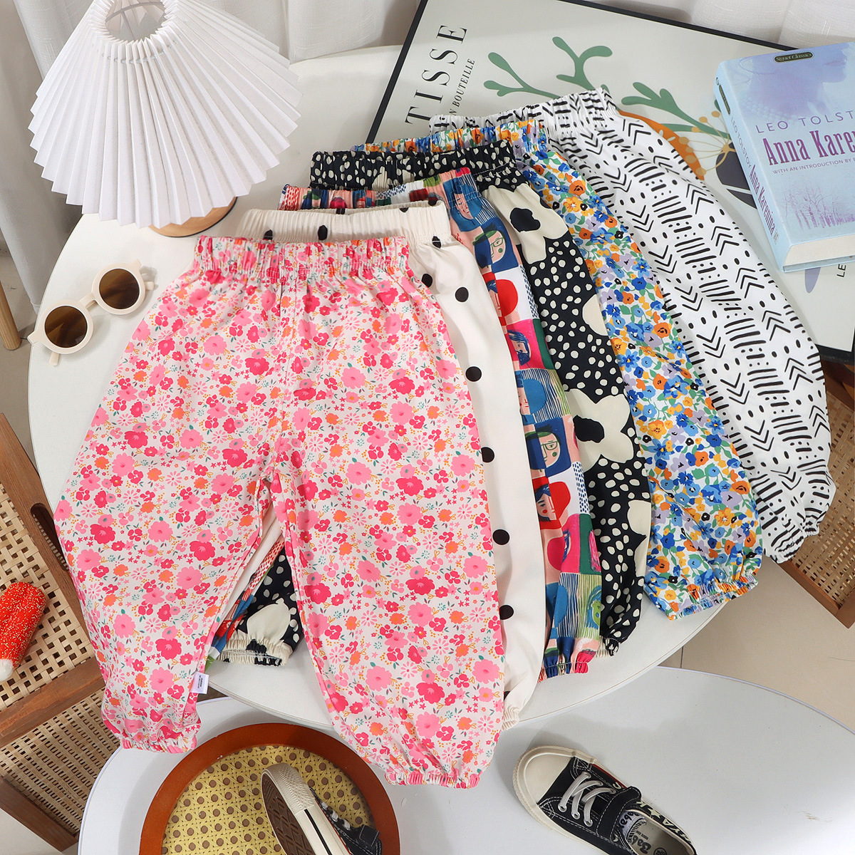 Pantalones infantiles de verano para niños, pantalones de nueve puntos para mujeres, pantalones anti-mosquitos coreanos, pantalones de lámpara, dos paquetes image 3