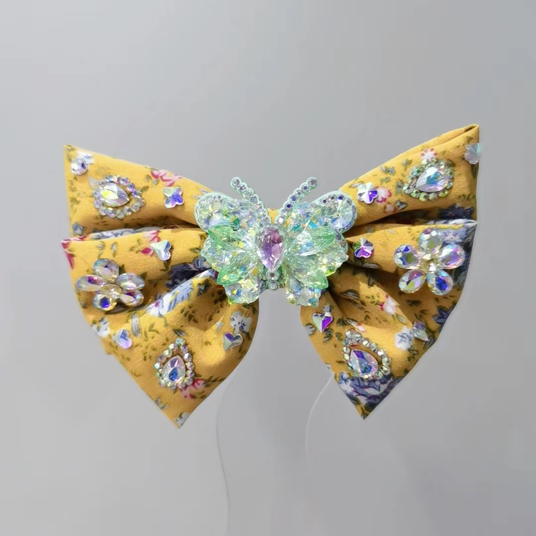 Women's Simple Style Bow Knot Artificial Crystal Cloth Artificial Gemstones Hair Clip display picture 1