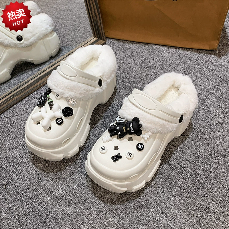 Плюшевые пещерные туфли женские зимние новые зимние носики