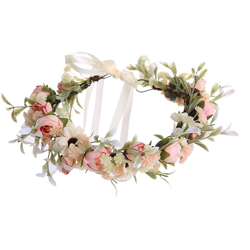 Super Fairy Korean Style Bride Sweet Wreath Rose Flower Hair Band Performance Bridesmaid Flower Girl Corolla Wedding Headwear
