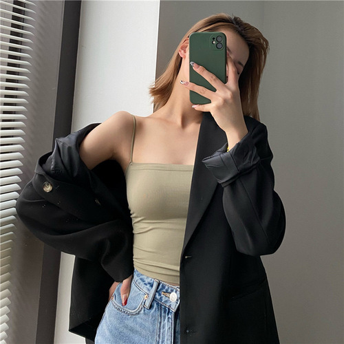 METWO summer new style ice silk seamless sling latex breast pad fixed cup outer wear bottoming tube top for women