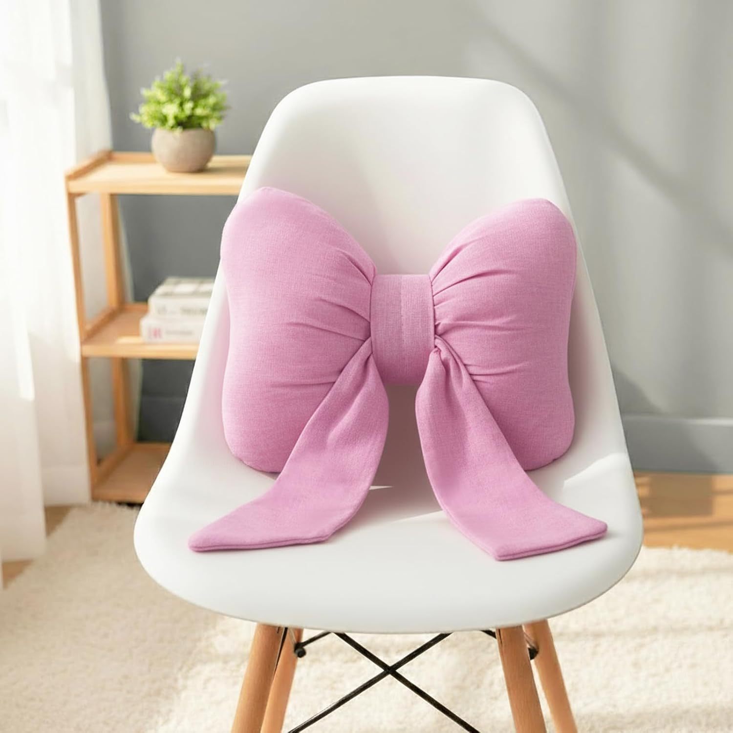 Cross-Border Bow Pink Sofa Pillow Office Table and Chair Soft and Comfortable Lumbar Support Master Bedroom Bedside Decoration