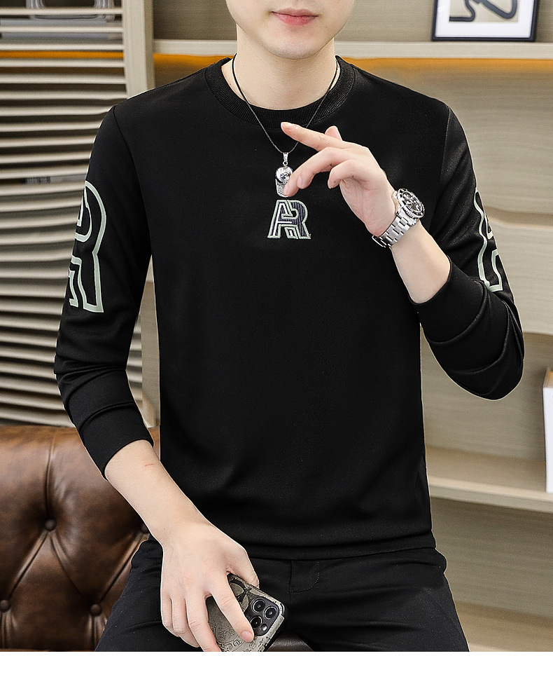 Frühlings-Hoodies für Männer, Slim-Fit-Trend, Hemd mit Rundhalsausschnitt für junge und hübsche Herbst-Langarmshirts_voghion.com