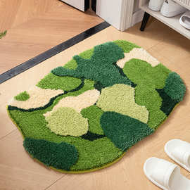 轻奢苔藓植绒地毯簇绒浴室防滑吸水地垫柔软超细纤维地毯门垫