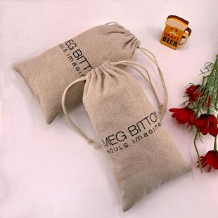 Factory wholesale linen drawstring pocket mobile phone jewelry cosmetics dustproof storage bag free design sample