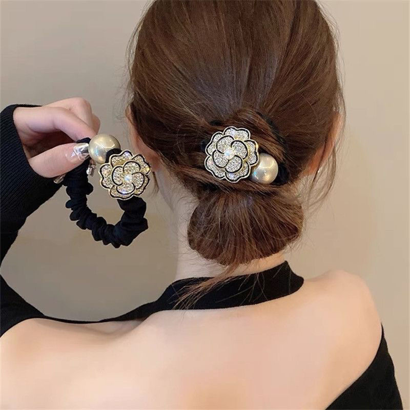 Pearl Flower Hair Accessories for Women Summer New Hair Rope Hair Rubber Band Ball Hair Circle Versatile High-End Headband