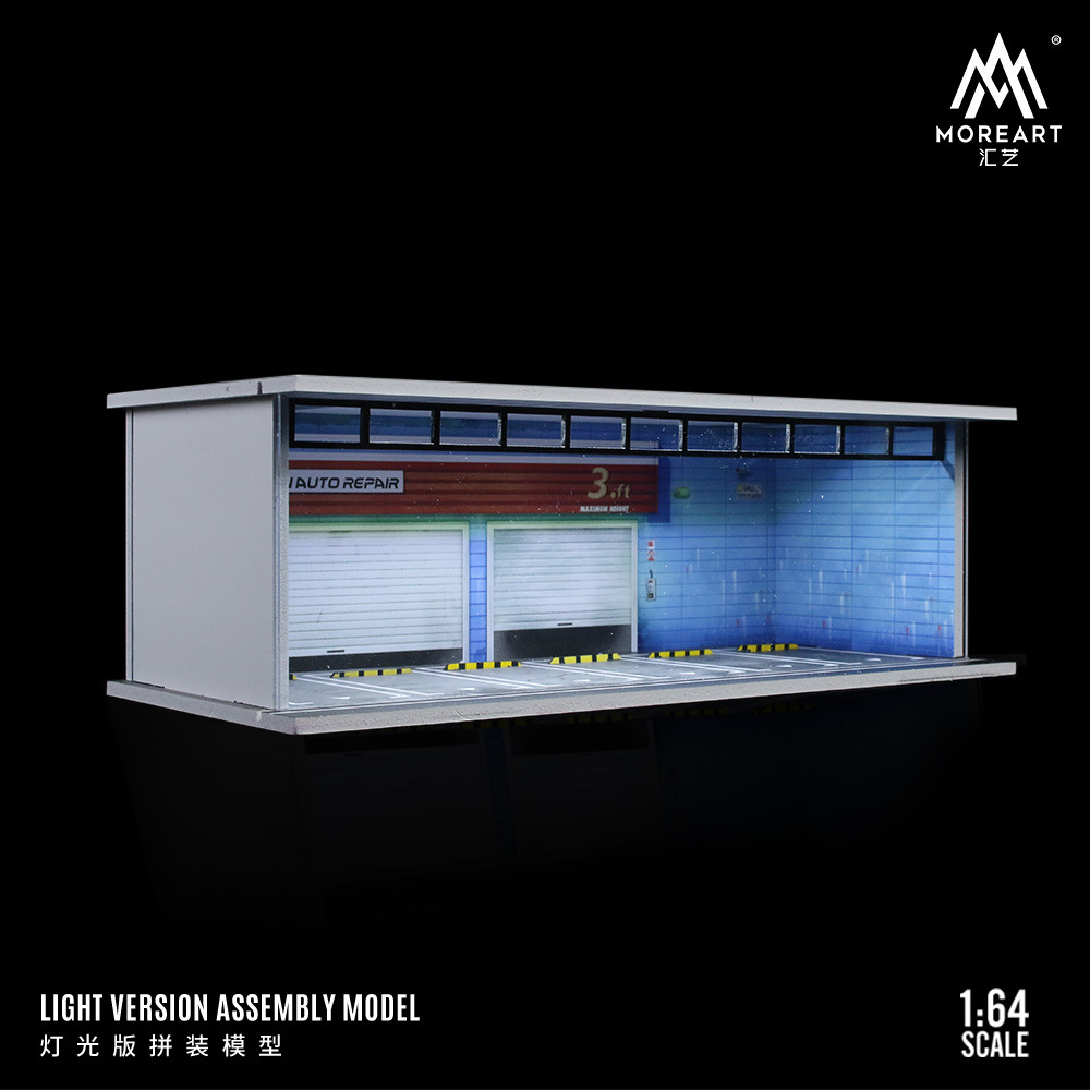 Escena 1:64 garaje de estacionamiento subterráneo modificado RV modelo de coche caja a prueba de polvo con montaje de luz LED