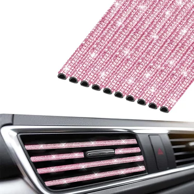 Car diamond air outlet decorative strip with drill car car interior air conditioning port U-shaped rhinestone clip diamond interior