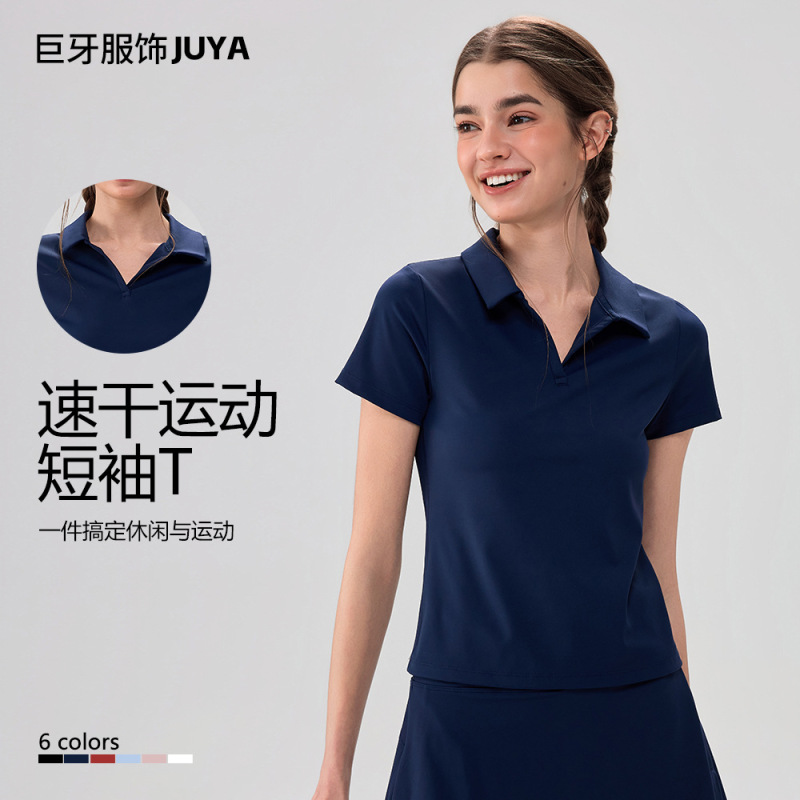 Cross-Border New Style Casual Sports Polo Shirt, Quick-Drying Running Fitness Skirt, Outdoor Golf Tennis Skirt, Yoga Wear
