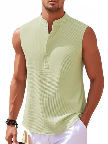 European and American Men's Vest Shirt, Stand-Neck Half-Button Shirt, Pineapple-Plaid Shirt, Men's Casual Shirt Top—Wholesale