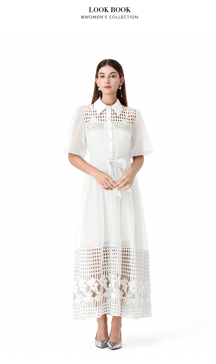 Women's Clothing Elegant Style Tie Waist Short Sleeve Women's Clothing Dress For Formal & Casual For Women_ecoleips.com