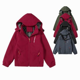 Can be printed logo badge spring and autumn foreign trade children's assault clothing outdoor children's clothing mountaineering windproof hooded coat through