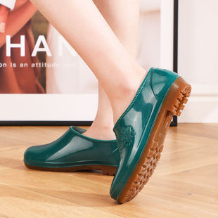 New Four Seasons Fashion Shallow Mouth Rain Shoes Women's Kitchen Non-slip Yuanbao Low-top Water Shoes Women's Short Tube Women's Rain Shoes Rubber Shoes