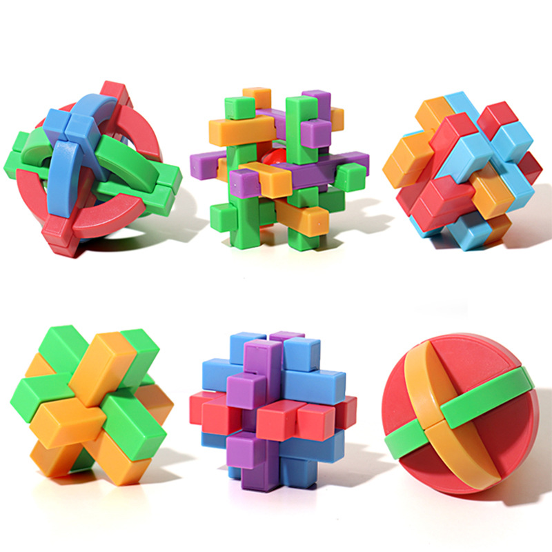 Colorido Luban bola agujero Minglock niños de alta dificultad estudiantes de primaria puzzle adultos ocio juguetes estructurales tradicionales