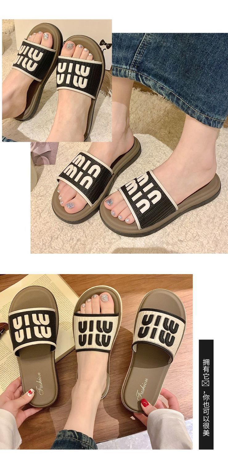 跨境外贸拖鞋女夏季外穿网红时尚一字拖PVC平底冲凉沙滩凉拖鞋-阿里巴巴