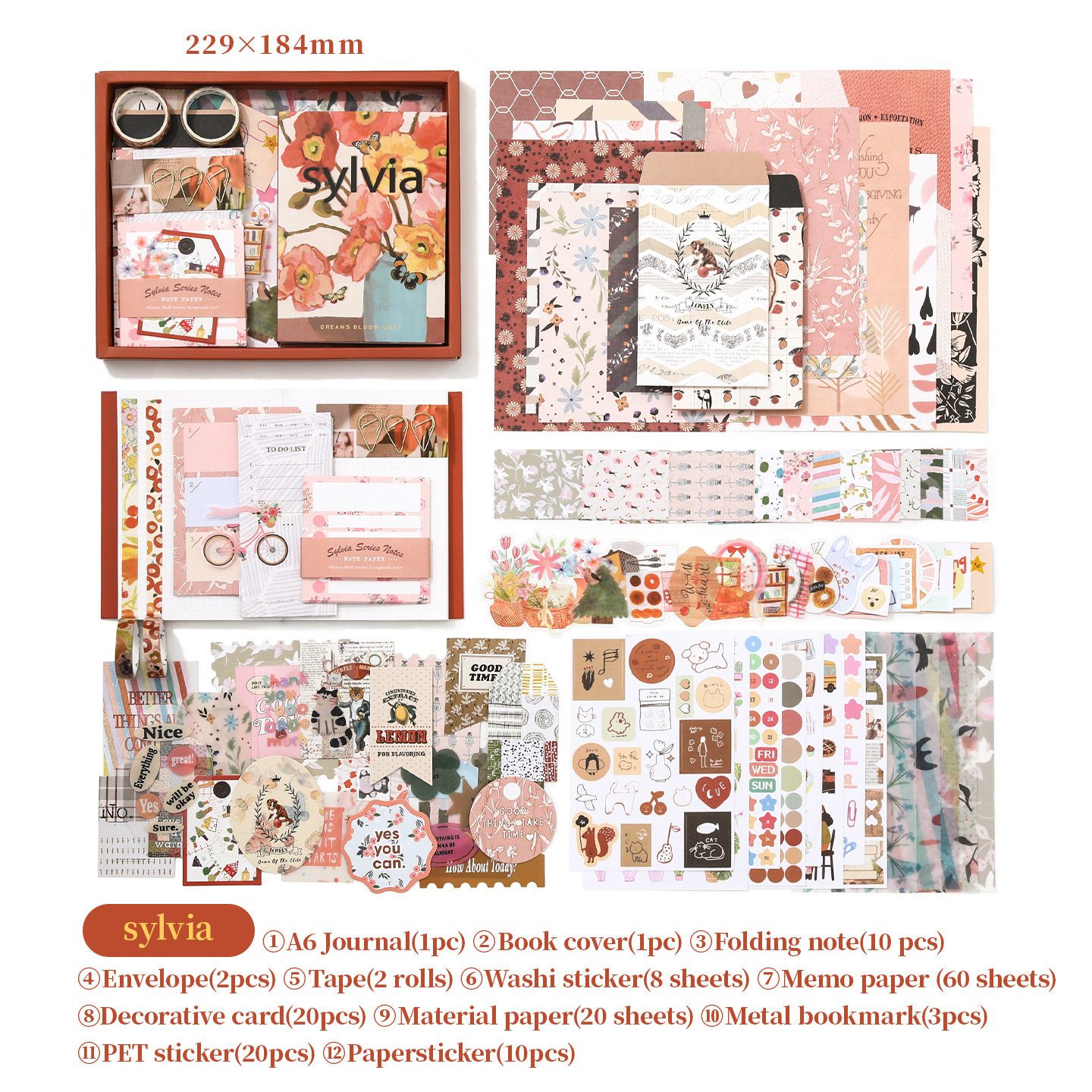 Core Mo Inglés edición europea y americana mariposa gráfica serie de cuaderno de mano material cuaderno de mano caja de regalo conjunto de cuaderno