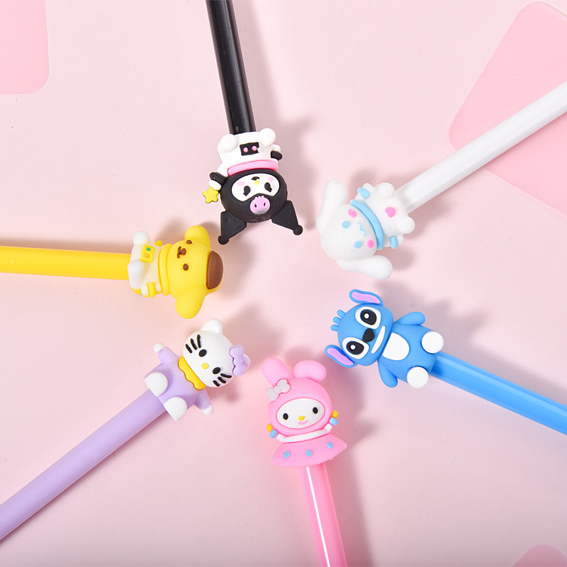 Cartoon Sanrio Style Gel Pen Black 0.5mm Student Cute Creative Carbon Ink Pen Wholesale Co-Branded