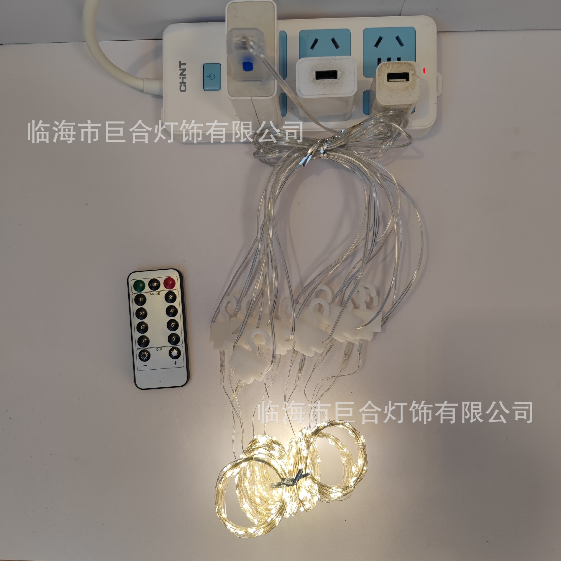 Transfronteriza Amazon LED alambre de cobre cortina de luz Cadena de luz USB control remoto 3*3 con gancho de Navidad de la boda decoración del dormitorio