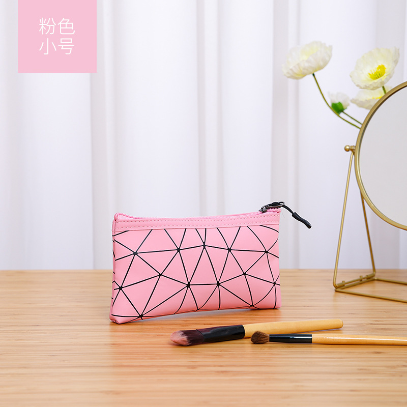 菱形 PU 化粧品バッグポータブル大容量防水トイレタリーバッグ多機能旅行化粧品口紅収納袋|undefined