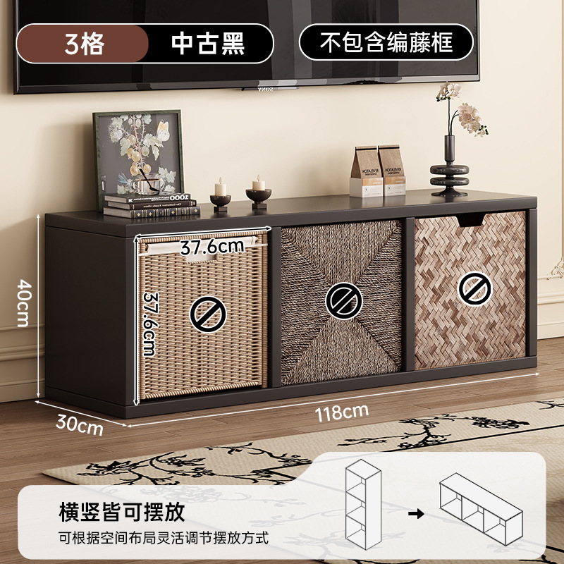 黒キャビネット一体型壁床本棚カレック格子キャビネットソファサイドキャビネット層状収納ラック収納キャビネット|undefined