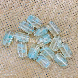 53mm正四方形25mm扁四方亚克力珠垂直中通孔塑胶扁方片云絮效果珠