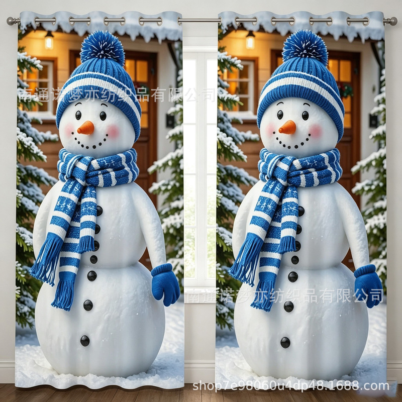 Nantong cross-border winter scenery curtains, digitally printed with a snowy morning scene, custom-made from your design, dropshipping available for living rooms Nantong cross-border winter scenery curtains, digitally printed with a snowy morning scene, custom-made from your design, dropshipping available for living rooms