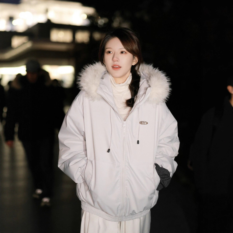 Authentic Celebrity Style Fur Collar down Cotton Jacket for Women Winter 2025 New Melade Parka Coat Trendy