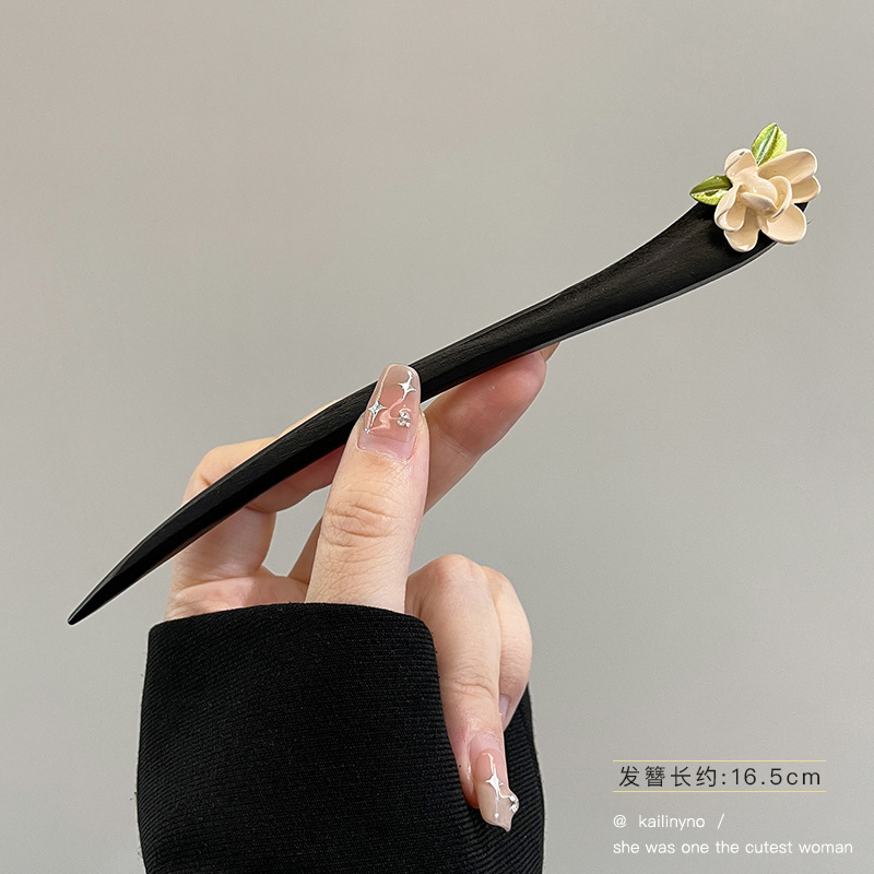 中国风韵味！国风桃木花朵发簪！新中式高级感盘发钗子气质发饰|undefined