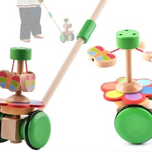宝宝0-1-2岁卡通幼儿学步车动物手推车学行玩具 儿童木质推推乐