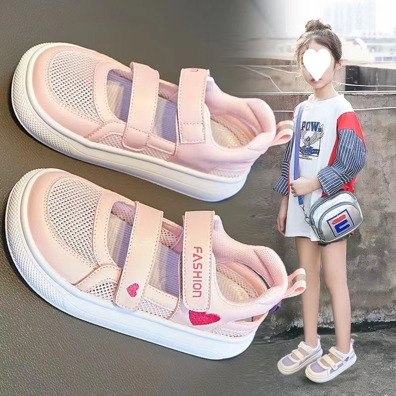 女孩镂空凉鞋女童夏款2025新款网面老爹鞋子中大童小女孩