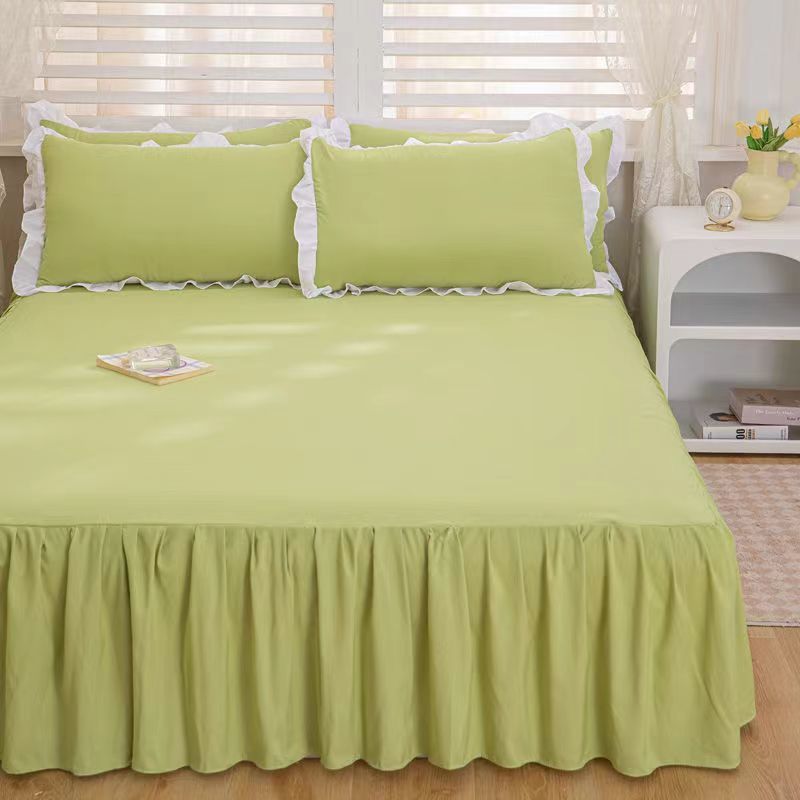 100% Pure Color Skin-Friendly Bed Skirt Simmons Protective Cover Bed Bed Sheets Style Anti-Slip Protective Cover Anti-Dust