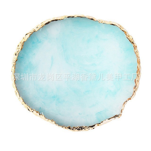 Arte de uñas paleta de cristal japonés ágata paleta de borde dorado cristal marbling pintado paleta de colores herramienta