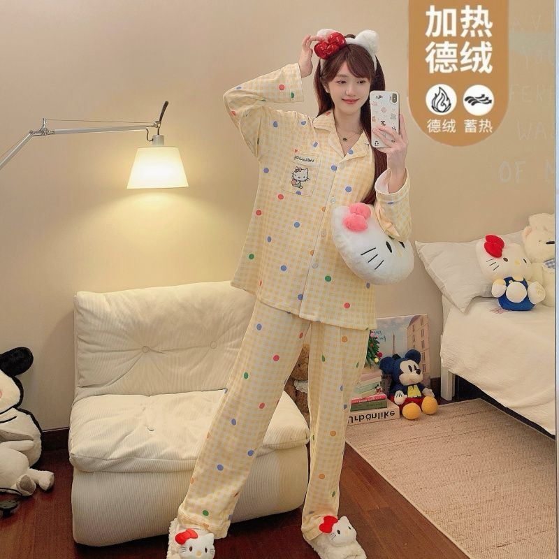 Al por mayor transfronterizo explosión de invierno de ternilla pijama caliente de manga larga de mujeres cardigans con la solapa ropa de hogar gruesa ropa exterior