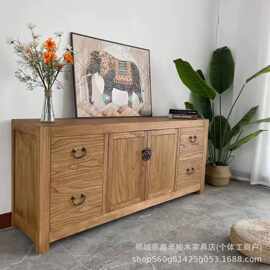 侘寂风老榆木餐边柜木质靠墙茶水柜民宿多功能储物边柜收纳玄关柜