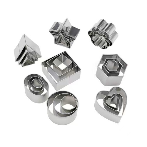 Cross-border mini cookie mold 24-piece set stainless steel geometric shape mold DIY clay tool set