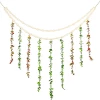 Wood beaded leaves pictures storage; green and red