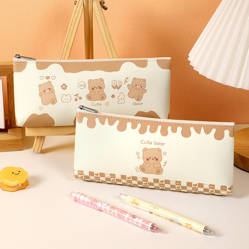 Bolsas de lápiz creativas lindas bolsas de lápiz con cremallera de oso bolsas de papelería bolsas de maquillaje