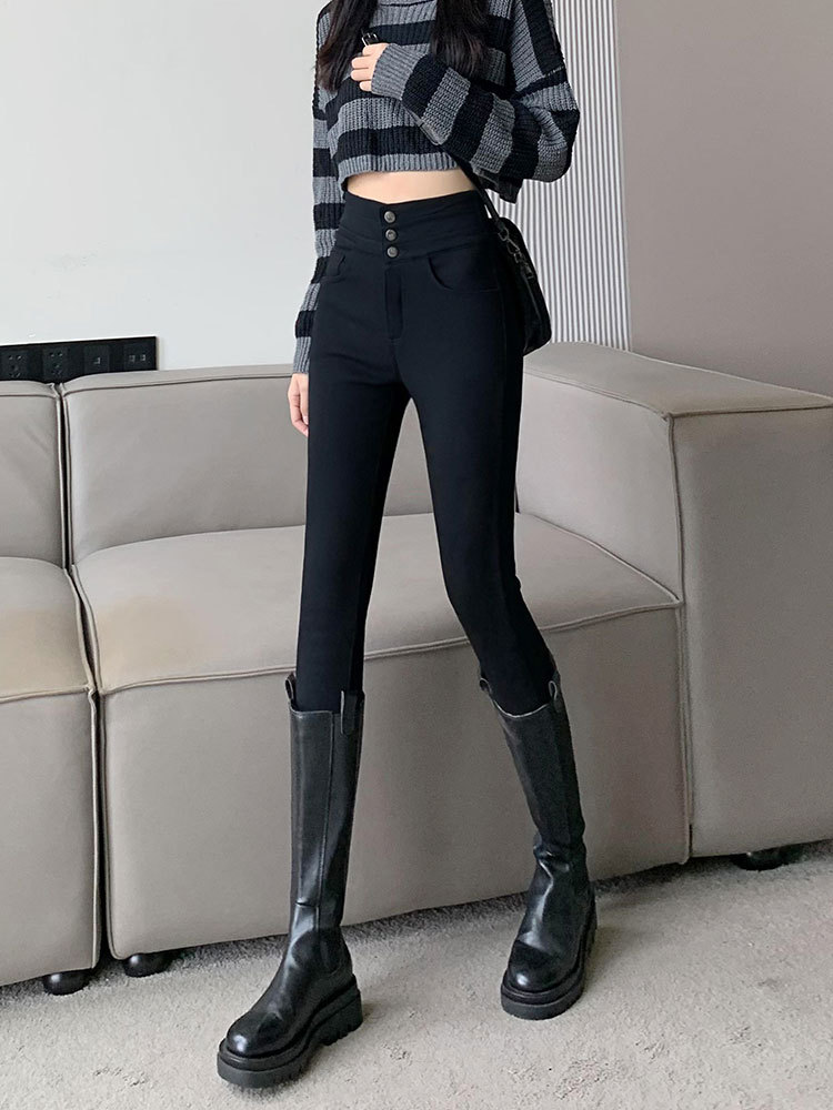 Leggings mágicos para mujer, estilo primavera 2026, delgados y elásticos, ideales para figuras pequeñas, pantalones negros para usar como ropa exterior.