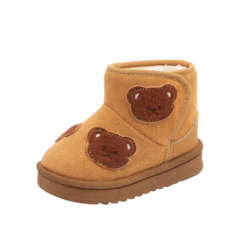 Botas de nieve para niños 2025, invierno nuevo tipo de botas cortas con calentamiento de lana, botas de algodón de dibujos animados de moda