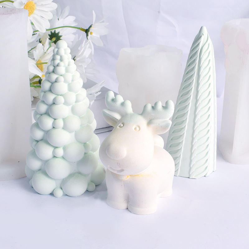 クリスマス立体泡球クリスマスツリーろうそく金型diy香薫石膏拡香石ヘラジカろうそく金型|undefined